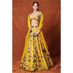 Haldi ceremony yellow color designer lehenga choli